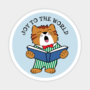 Christmas Cat Singing Joy to the World Magnet